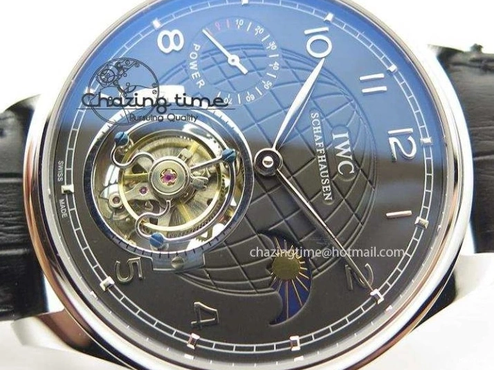 MIROTIME 0807 Portuguese Tourbillon Power Reserve Moonphase SS Black Dial On Black Leather Strap TechFriendly 7321